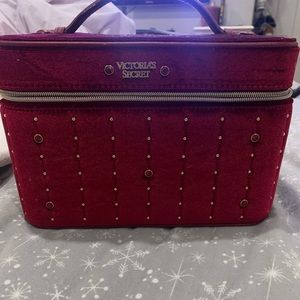 Victoria’s Secret Cranberry Velvet Stud Train Case